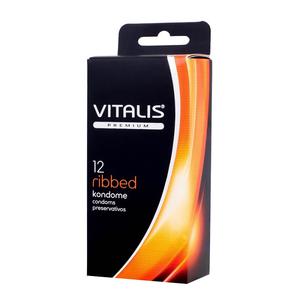 Презервативы VITALIS ribbed (12 шт.) - ребристые, ширина 52 mm.