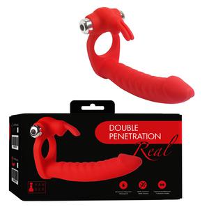 Вибронасадка Vander "Double Penetration Real", Красный