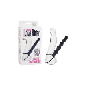 Страпон на пенис Silicone Love Rider Beaded Dual Penetrator черный