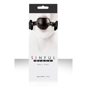 Кляп SINFUL BALL GAG виниловый черный