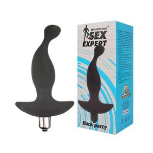 Массажер простаты SexExpertBackParty-13,5см. Вибро, черный