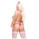 Комплект медсестры Naughty Nurse Set: бюст, трусики, чепчик и чулки, белый, Queen size