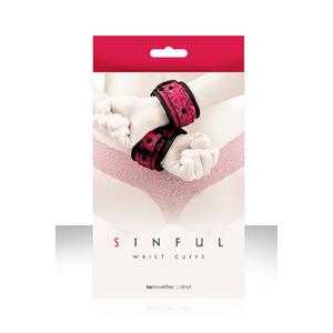 Наручники SINFUL WRIST CUFFS, соединенные цепью розовые