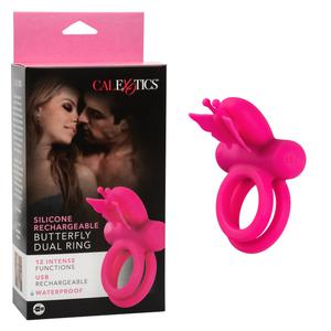Виброкольцо Silicone Rechargeable Dual Butterfly Ring