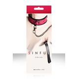 Ошейник SINFUL COLLAR с цепью-поводком розовый