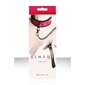 Ошейник SINFUL COLLAR с цепью-поводком розовый