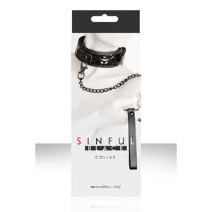 Ошейник SINFUL COLLAR с цепью-поводком черный