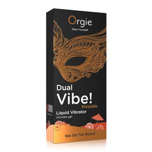 Съедобный гель с эффектом вибрации Orgie DUAL VIBE!, со вкусом коктейля секс на пляже, 15 мл