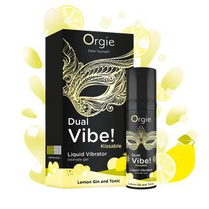 Съедобный гель с эффектом вибрации Orgie DUAL VIBE! Lemon Gin And Tonic, со вкусом джин-тоник, 15 мл