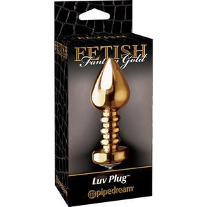 Анальная пробка Fetish Fantasy Gold Luv Plug большая с кристалом золотая