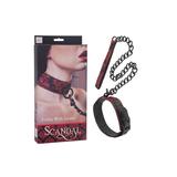 Ошейник с цепью Scandal Collar with Leash атласный черно-красный