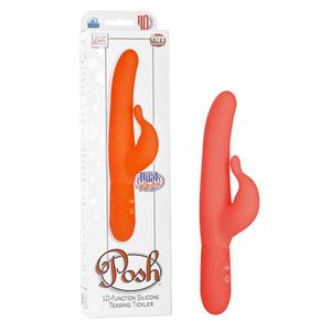 Вибромассажер водонепроницаемый силиконовыйPosh 10-Function Silicone Teasing Tickler - Orange оранжн