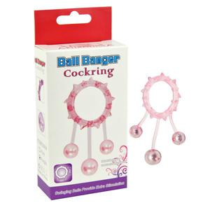 Кольцо c тремя утяжеляющими шариками розовое Ball Banger Cock Ring