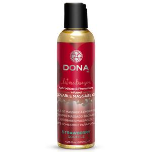 Вкусовое массажное масло с феромонами и ароматом "Клубничное суфле" DONA Kissable Massage Oil Strawb