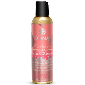 Вкусовое массажное масло с феромонами и ароматом "Ванильный крем" DONA Kissable Massage Oil Vanilla