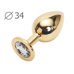 Втулка анальная GOLDEN PLUG MEDIUM  L 82 мм, D 34 мм, вес 90г, цвет кристалла бесцветный