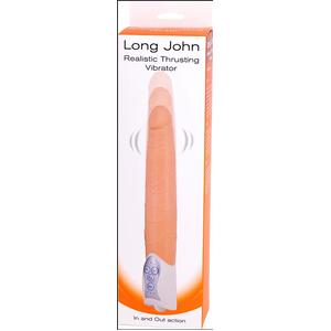 Длинный вибромассажер-пульсатор телесный Long John Realistic Thrusting Vibrator