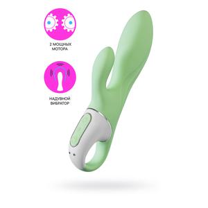 Нереалистичный вибратор Satisfyer Air Pump Bunny 5, силикон, зеленый, 15 см.