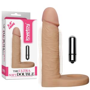 Насадка для двойного проникновения c вибропулей Lovetoy "Ultra Soft Double 5.8", Flesh