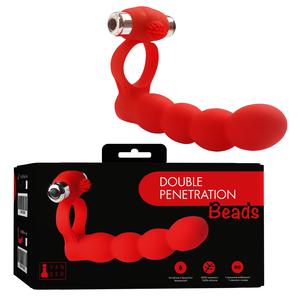 Вибронасадка Vander "Double Penetration Beads", Красный