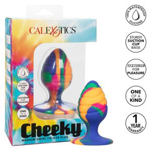 Текстурированная анальная пробка M из силикона CHEEKY MED SWIRL TIE-DYE PLUG