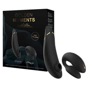 Набор вибраторов We-Vibe Womanizer Golden Moments Limited Edition с золотистым пояском, черный