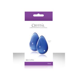 Вагинальные шарики CRYST'AL KEGEL EGGS из стекла большие голубые